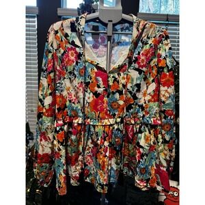 One Eleven North Floral Windbreaker Pullover Jacket